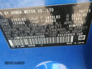 2016 Honda Fit LX с VIN JHMGK5H59GX003386, выставлен на аукционе IAAI как лот 42758342 с пробегом 156 471 миль миль и . История ставок и продаж доступна на DreamBid. Изображение 9.