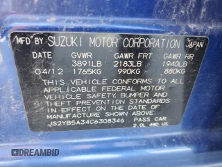 2012 Suzuki SX4 Crossover with VIN JS2YB5A34C6308346, listed as a Copart auction lot 72888464 with 89,629 mi miles and Salvage Title. Bid and sale history available at carsss.com. Image 13.