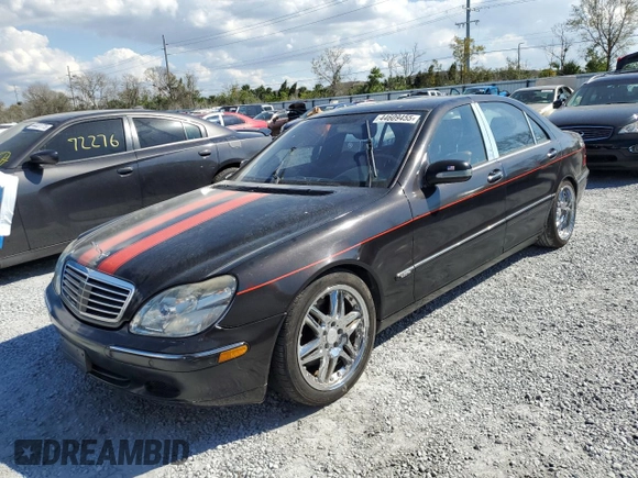 2001 Mercedes-Benz S-Class with VIN WDBNG75J91A206360, listed as a Copart auction lot 44609455 with 0 mi miles and Salvage Title. Bid and sale history available at carsss.com. Image 1.