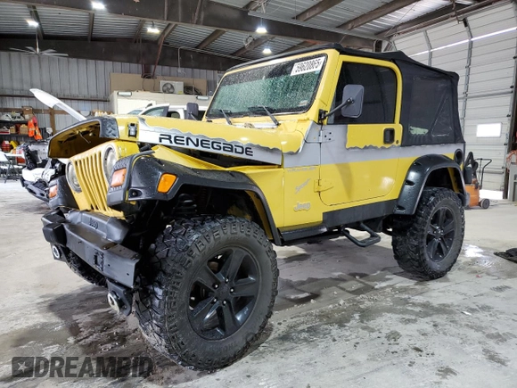 2002 Jeep Wrangler Sport z VIN 1J4FA49S02P730417, wystawiony jako Copart lot #59620865 z przebiegiem Nie podano mil oraz Szkoda całkowita • Salvage title. Historia ofert i sprzedaży dostępna na DreamBid. Obrazek 1.