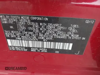 2012 Toyota RAV4 с VIN JTMBF4DVXCD043875, выставлен на аукционе IAAI как лот 42559092 с пробегом 151 114 миль миль и . История ставок и продаж доступна на DreamBid. Изображение 9.