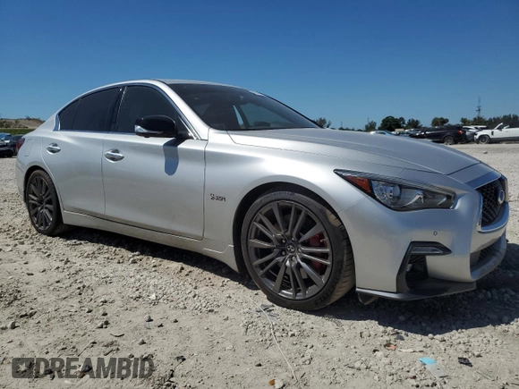 2019 Infiniti Q50 RED SPORT 400 with VIN JN1FV7AP5KM760097, listed as a Copart auction lot 49042405 with 21,056 mi miles and Non Repairable. Bid and sale history available at carsss.com. Image 4.