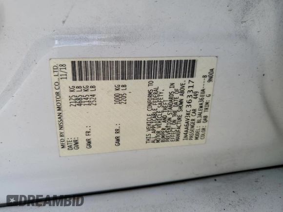 2019 Nissan Maxima SV with VIN 1N4AA6AV3KC363317, listed as a Copart auction lot 73350614 with 102,753 mi miles and Salvage title. Bid and sale history available at DreamBid. Image 13.