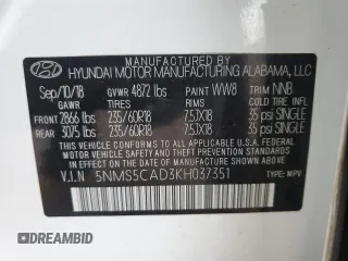 2019 Hyundai Santa Fe Ultimate with VIN 5NMS5CAD3KH037351, listed as a Copart auction lot 84946144 with 80,184 mi miles and Salvage Title. Bid and sale history available at carsss.com. Image 13.