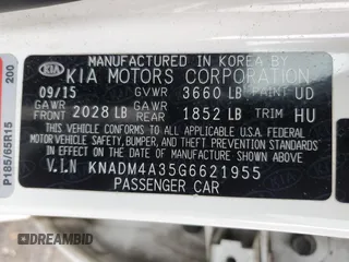 2016 Kia Rio LX with VIN KNADM4A35G6621955, listed as a Copart auction lot 47603935 with 73,766 mi miles and Salvage Title. Bid and sale history available at carsss.com. Image 12.