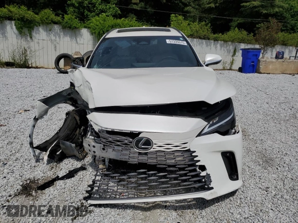 2023 Lexus RX 350 with VIN JTJCHMAA9P2005987, listed as a Copart auction lot 57335515 with 27,538 mi miles and Salvage title. Bid and sale history available at DreamBid. Image 5.