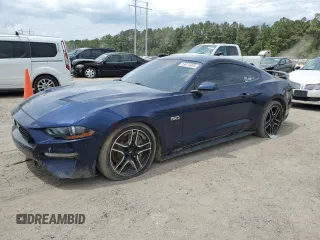 2018 Ford Mustang GT with VIN 1FA6P8CF9J5127828, listed as a Copart auction lot 53874405 with 76,996 mi miles and Salvage title. Bid and sale history available at DreamBid. Image 1.