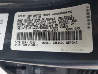 2010 Toyota Corolla with VIN 1NXBU4EE9AZ215505, listed as a IAAI auction lot 41957182 with 143,566 mi miles. Bid and sale history available at carsss.com. Image 9.