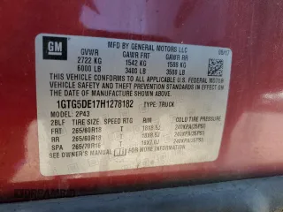 2017 GMC Canyon 2WD SLT with VIN 1GTG5DE17H1278182, listed as a Copart auction lot 73916734 with 70,998 mi miles and Salvage Title. Bid and sale history available at carsss.com. Image 12.