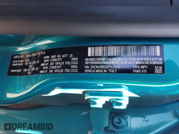 2019 Jeep Renegade Altitude z VIN ZACNJABB3KPK36000, wystawiony jako Copart lot #53492985 z przebiegiem 52 586 mil mil oraz Szkoda całkowita • Salvage title. Historia ofert i sprzedaży dostępna na DreamBid. Obrazek 14.