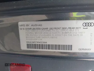 2019 Audi A6 Premium Plus z VIN WAUL2AF27KN023994, wystawiony jako IAAI lot #41999693 z przebiegiem Nie podano mil oraz . Historia ofert i sprzedaży dostępna na DreamBid. Obrazek 9.