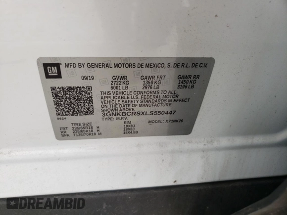 2020 Chevrolet Blazer LT with VIN 3GNKBCRSXLS550447, listed as a Copart auction lot 51762025 with 103,418 mi miles and Salvage title. Bid and sale history available at DreamBid. Image 15.