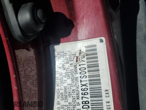 1996 Acura Integra z VIN JH4DB766XTS001700, wystawiony jako Copart lot #53533695 z przebiegiem 101 974 mil mil oraz Szkoda całkowita • Salvage title. Historia ofert i sprzedaży dostępna na DreamBid. Obrazek 12.