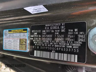 2023 Kia Telluride SX X-Line with VIN 5XYP5DGC8PG333753, listed as a Copart auction lot 50998465 with 13,522 mi miles and Salvage title. Bid and sale history available at DreamBid. Image 13.