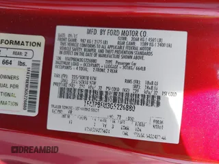 2016 Ford Mustang V6 with VIN 1FATP8EM3G5226880, listed as a IAAI auction lot 42096719 with 83,228 mi miles and . Bid and sale history available at DreamBid. Image 9.
