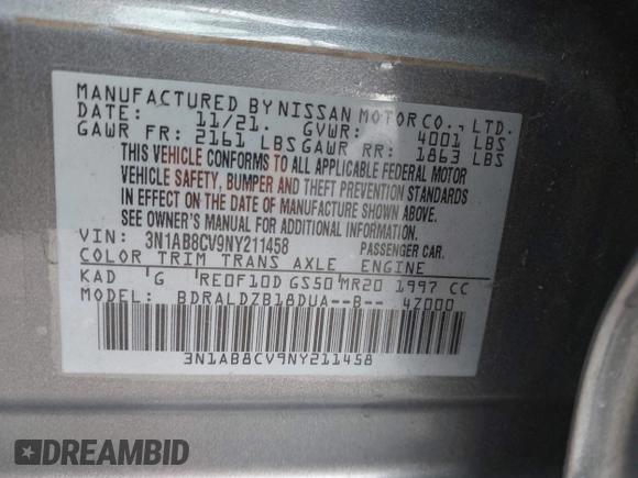 2022 Nissan Sentra SV z VIN 3N1AB8CV9NY211458, wystawiony jako IAAI lot #42131866 z przebiegiem 55 363 mil mil oraz . Historia ofert i sprzedaży dostępna na DreamBid. Obrazek 9.