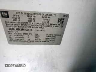 2015 GMC Terrain SLE z VIN 2GKALMEK2F6409618, wystawiony jako Copart lot #58039415 z przebiegiem 100 783 mil mil oraz Szkoda całkowita • Salvage title. Historia ofert i sprzedaży dostępna na DreamBid. Obrazek 13.