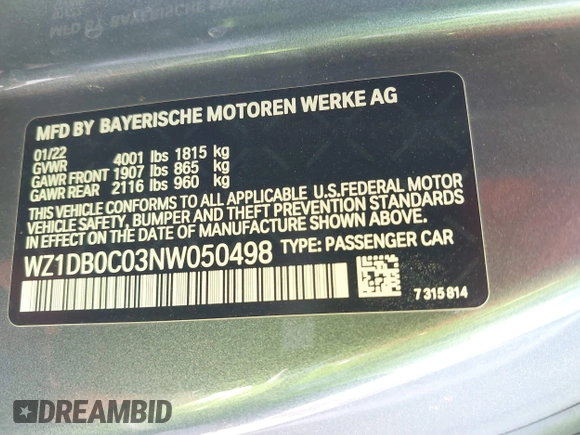 2022 Toyota Supra 3.0 z VIN WZ1DB0C03NW050498, wystawiony jako IAAI lot #41950538 z przebiegiem 42 449 mil mil oraz . Historia ofert i sprzedaży dostępna na DreamBid. Obrazek 9.