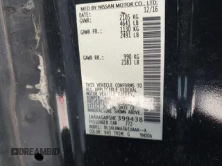 2017 Nissan Maxima SV z VIN 1N4AA6AP5HC399438, wystawiony jako IAAI lot #42436750 z przebiegiem 82 832 mil mil oraz . Historia ofert i sprzedaży dostępna na DreamBid. Obrazek 9.