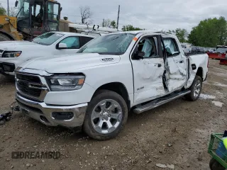 2019 Ram 1500 Big Horn z VIN 1C6SRFFT6KN603812, wystawiony jako Copart lot #59394685 z przebiegiem Nie podano mil oraz Czysty tytuł • Clean title. Historia ofert i sprzedaży dostępna na DreamBid. Obrazek 1.