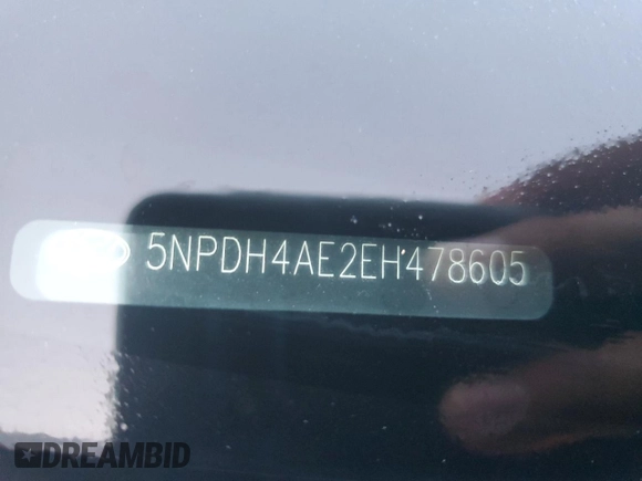 2014 Hyundai Elantra SE with VIN 5NPDH4AE2EH478605, listed as a Copart auction lot 54173115 with Not Provided miles and Clean Title. Bid and sale history available at DreamBid. Image 12.