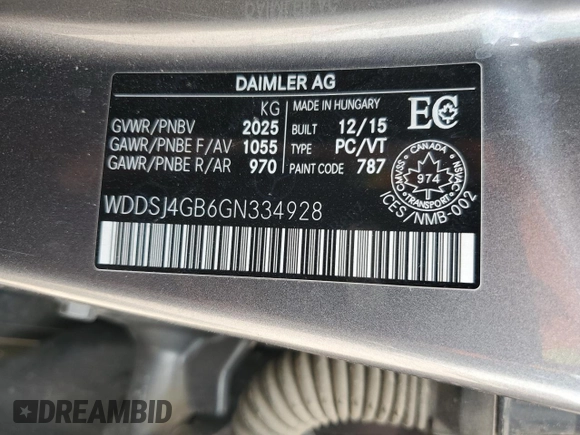 2016 Mercedes-Benz CLA 250 with VIN WDDSJ4GB6GN334928, listed as a Copart auction lot 61715785 with 209,186 mi miles and Salvage title. Bid and sale history available at DreamBid. Image 12.