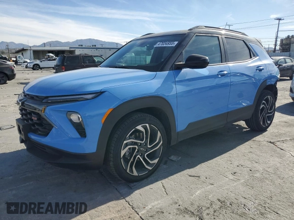 2024 Chevrolet TrailBlazer RS with VIN KL79MTSL1RB068360, listed as a Copart auction lot 47034955 with 8,091 mi miles and Salvage Title. Bid and sale history available at carsss.com. Image 1.