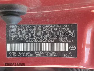 2011 Toyota Prius I z VIN JTDKN3DU2B0276062, wystawiony jako Copart lot #59941475 z przebiegiem 267 626 mil mil oraz Czysty tytuł • Clean title. Historia ofert i sprzedaży dostępna na DreamBid. Obrazek 12.