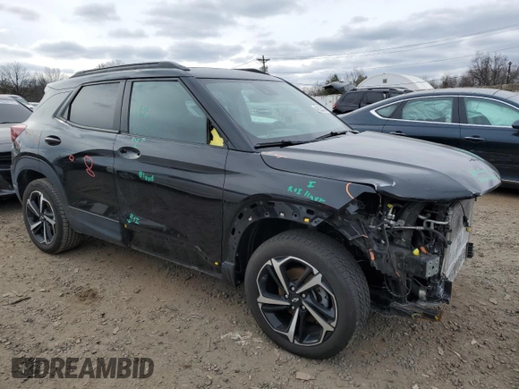 2022 Chevrolet TrailBlazer RS with VIN KL79MUSL5NB022921, listed as a Copart auction lot 46225335 with 79,736 mi miles and Salvage Title. Bid and sale history available at DreamBid. Image 4.