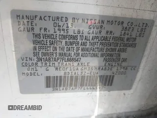 2015 Nissan Sentra SR with VIN 3N1AB7AP7FL666547, listed as a IAAI auction lot 41860663 with 174,305 mi miles and . Bid and sale history available at DreamBid. Image 9.