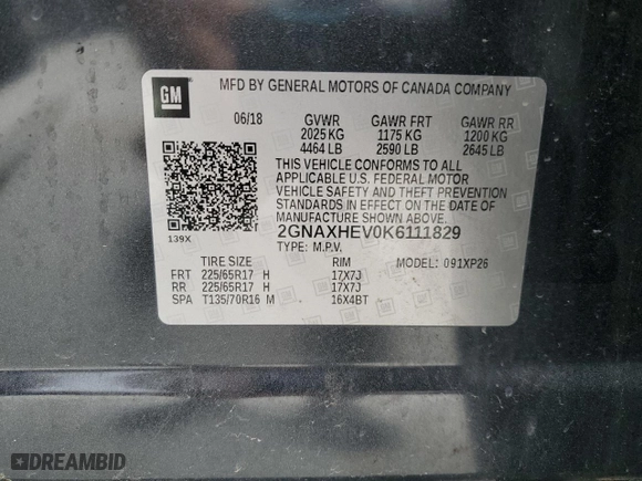 2019 Chevrolet Equinox LS with VIN 2GNAXHEV0K6111829, listed as a Copart auction lot 50423505 with 178,523 mi miles and Salvage Title. Bid and sale history available at carsss.com. Image 12.