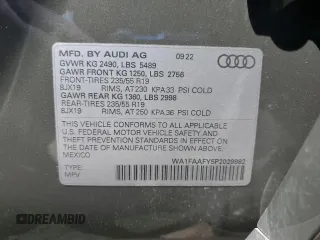 2023 Audi Q5 S line Prestige z VIN WA1FAAFY5P2029982, wystawiony jako Copart lot #58247295 z przebiegiem 30 930 mil mil oraz Szkoda całkowita • Salvage title. Historia ofert i sprzedaży dostępna na DreamBid. Obrazek 14.