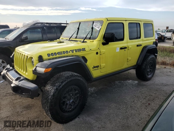 2022 Jeep Wrangler Unlimited High Tide with VIN 1C4HJXDG9NW249658, listed as a Copart auction lot 74501134 with Not Provided miles and Non Repairable. Bid and sale history available at DreamBid. Image 1.