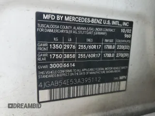 2003 Mercedes-Benz M-Class 3.2L with VIN 4JGAB54E53A395112, listed as a Copart auction lot 74948134 with 203,273 mi miles and Salvage Title. Bid and sale history available at carsss.com. Image 12.