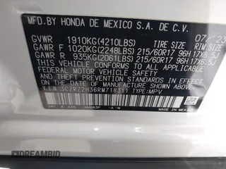 2024 Honda HR-V LX with VIN 3CZRZ2H36RM718311, listed as a IAAI auction lot 42012953 with 30,184 mi miles and . Bid and sale history available at DreamBid. Image 9.