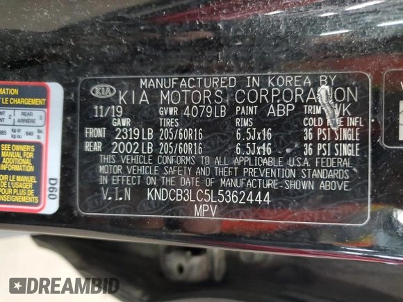 2020 Kia Niro LXS with VIN KNDCB3LC5L5362444, listed as a Copart auction lot 54555305 with 126,183 mi miles and Clean Title. Bid and sale history available at carsss.com. Image 13.