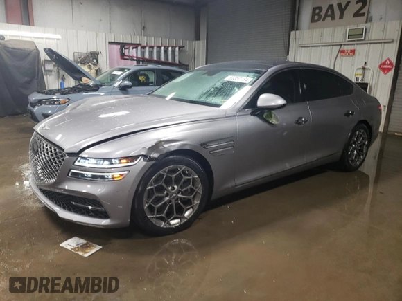 2021 Genesis G80 2.5T with VIN KMTGB4SC0MU044619, listed as a Copart auction lot 80350164 with 26,297 mi miles and Salvage Title. Bid and sale history available at DreamBid. Image 1.