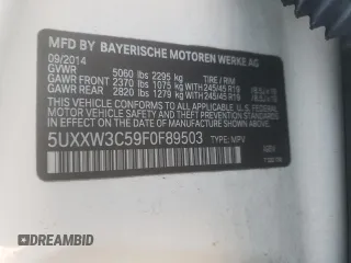 2015 BMW X4 xDrive28i with VIN 5UXXW3C59F0F89503, listed as a Copart auction lot 44500354 with 141,431 mi miles. Bid and sale history available at carsss.com. Image 14.