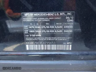 2012 Mercedes-Benz GL-Class GL 450 with VIN 4JGBF7BE2CA795653, listed as a IAAI auction lot 41847301 with 144,137 mi miles. Bid and sale history available at carsss.com. Image 9.