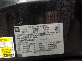 2013 GMC Acadia Denali with VIN 1GKKVTKD4DJ184407, listed as a Copart auction lot 48210725 with 172,653 mi miles and Salvage Title. Bid and sale history available at carsss.com. Image 14.