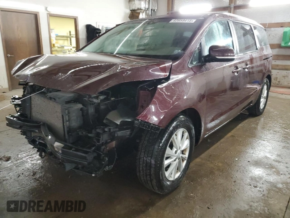 2016 Kia Sedona LX with VIN KNDMB5C14G6099412, listed as a Copart auction lot 43959415 with 157,262 mi miles and Salvage Title. Bid and sale history available at DreamBid. Image 1.