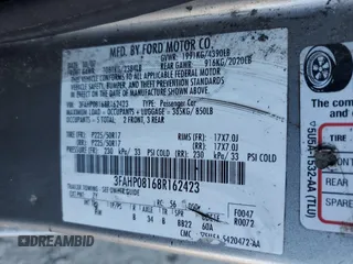 2008 Ford Fusion SEL with VIN 3FAHP08168R162423, listed as a Copart auction lot 54074115 with 0 mi miles and Salvage Title. Bid and sale history available at carsss.com. Image 14.