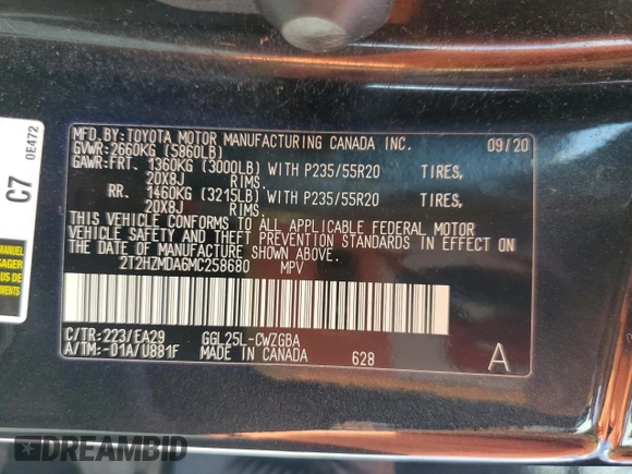 2021 Lexus RX with VIN 2T2HZMDA6MC258680, listed as a Copart auction lot 45471515 with 57,027 mi miles and Non Repairable. Bid and sale history available at carsss.com. Image 13.