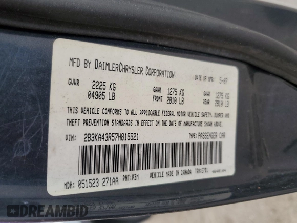 2007 Dodge Charger with VIN 2B3KA43R57H815521, listed as a Copart auction lot 51058355 with Not Provided miles and Clean Title. Bid and sale history available at carsss.com. Image 13.