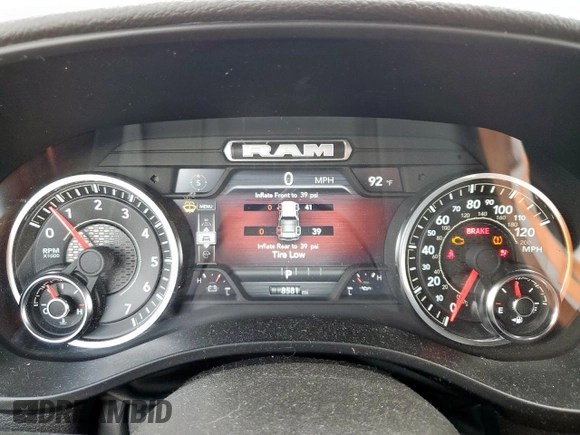 2025 Ram 1500 Lone Star with VIN 1C6SRFFP7SN652049, listed as a Copart auction lot 59545025 with 8,581 mi miles and Salvage title. Bid and sale history available at DreamBid. Image 9.