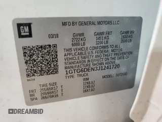 2018 GMC Canyon 4WD SLT with VIN 1GTG6DEN3J1241720, listed as a Copart auction lot 51258595 with 31,969 mi miles and Salvage Title. Bid and sale history available at carsss.com. Image 14.
