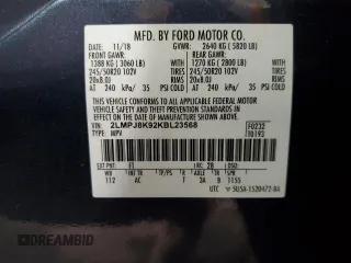 2019 Lincoln Nautilus Select z VIN 2LMPJ8K92KBL23568, wystawiony jako Copart lot #46321415 z przebiegiem 57 336 mil mil oraz Szkoda całkowita • Salvage title. Historia ofert i sprzedaży dostępna na DreamBid. Obrazek 13.