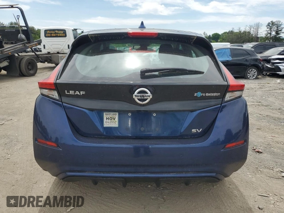 2020 Nissan LEAF SV with VIN 1N4AZ1CP7LC306789, listed as a Copart auction lot 57294585 with 55,326 mi miles and Salvage title. Bid and sale history available at DreamBid. Image 6.