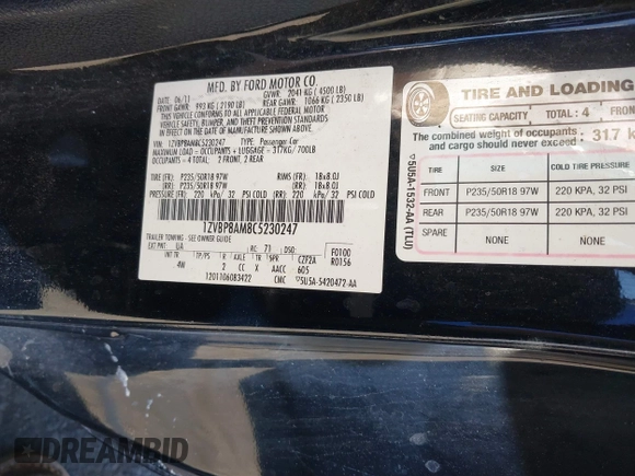 2012 Ford Mustang Premium z VIN 1ZVBP8AM8C5230247, wystawiony jako IAAI lot #41721081 z przebiegiem 118 868 mil mil oraz . Historia ofert i sprzedaży dostępna na DreamBid. Obrazek 9.