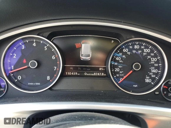 2016 Volkswagen Touareg Sport with VIN WVGEF9BP0GD007399, listed as a Copart auction lot 53990675 with 110,439 mi miles and Salvage Title. Bid and sale history available at DreamBid. Image 9.